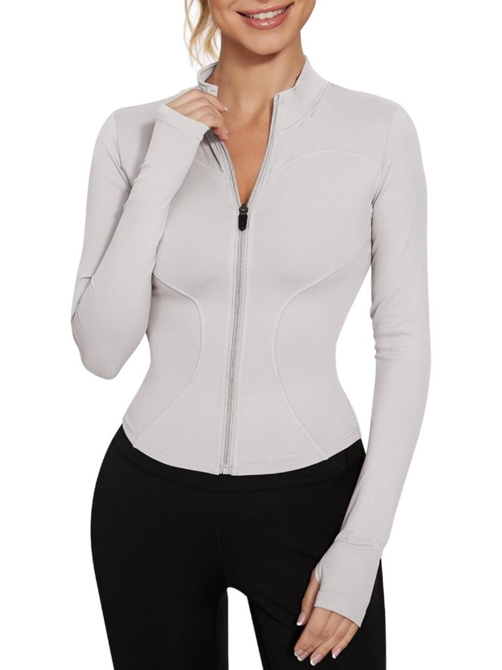 Lightweight Zip-Up Women's Workout Jacket - Cropped Athletic Yoga Top, Slim Fit
